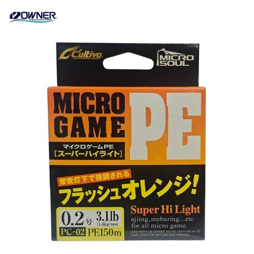 Плетено влакно Owner Micro Game PE x4 Super Hi Light Orange PC-02 150м Плетено влакно Owner Micro Game PE x4 Super Hi Light Orange PC-02 150м