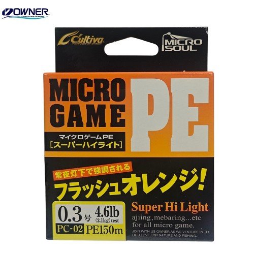 Плетено влакно Owner Micro Game PE x4 Super Hi Light Orange PC-02 150м Плетено влакно Owner Micro Game PE x4 Super Hi Light Orange PC-02 150м