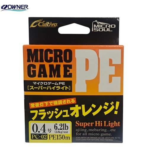Плетено влакно Owner Micro Game PE x4 Super Hi Light Orange PC-02 150м Плетено влакно Owner Micro Game PE x4 Super Hi Light Orange PC-02 150м