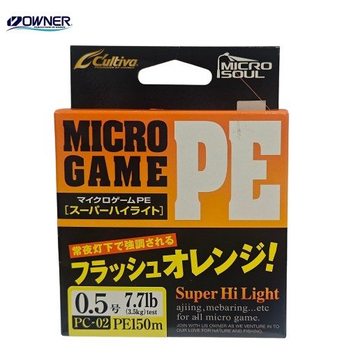 Плетено влакно Owner Micro Game PE x4 Super Hi Light Orange PC-02 150м Плетено влакно Owner Micro Game PE x4 Super Hi Light Orange PC-02 150м