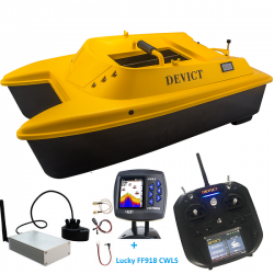 Лодка за захранка със сонар DEVICT CATAMARAN Bait Boat Yellow FF918