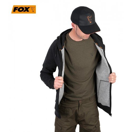 Суичър с качулка Fox Collection Lightweight Hoody Black Orange