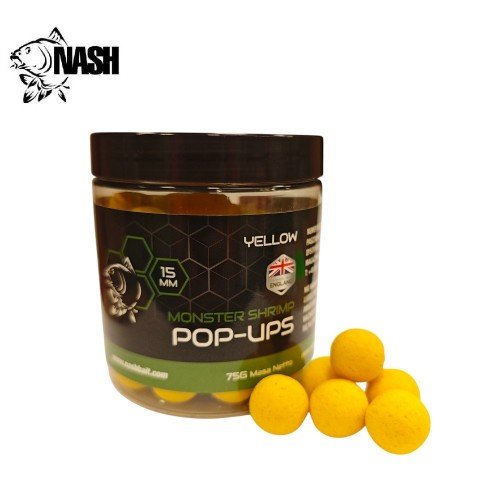 Плуващи топчета Nash Bait Monster Shrimp Yellow Pop Ups New