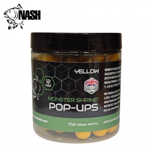 Плуващи топчета Nash Bait Monster Shrimp Yellow Pop Ups New