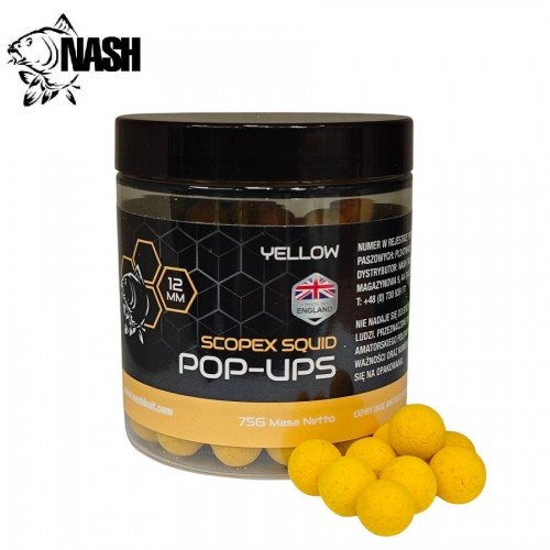 Плуващи топчета Nash Bait Scopex Squid Yellow Pop Ups New Плуващи топчета Nash Bait Scopex Squid Yellow Pop Ups New