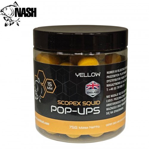 Плуващи топчета Nash Bait Scopex Squid Yellow Pop Ups New Плуващи топчета Nash Bait Scopex Squid Yellow Pop Ups New