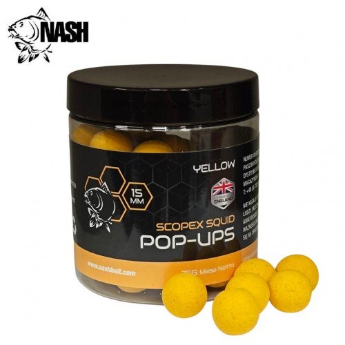 Плуващи топчета Nash Bait Scopex Squid Yellow Pop Ups New Плуващи топчета Nash Bait Scopex Squid Yellow Pop Ups New