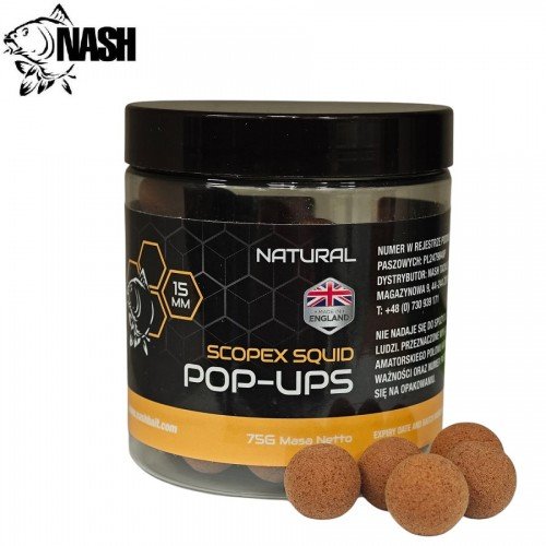 Плуващи топчета Nash Bait Scopex Squid Natural Pop Ups New Плуващи топчета Nash Bait Scopex Squid Natural Pop Ups New