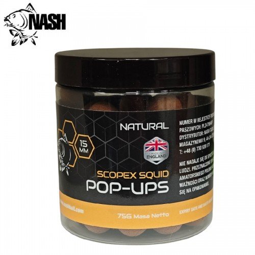 Плуващи топчета Nash Bait Scopex Squid Natural Pop Ups New Плуващи топчета Nash Bait Scopex Squid Natural Pop Ups New