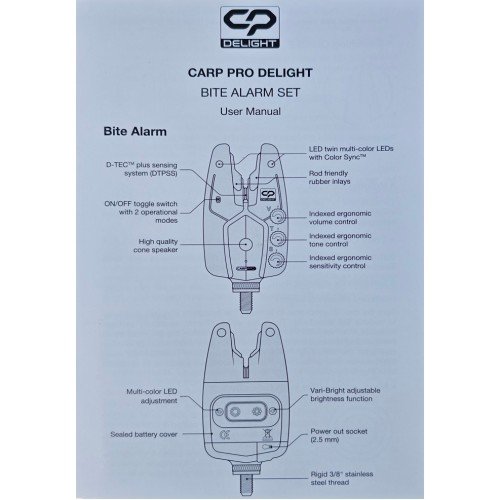 Carp Pro DeLight Bite Alarm Set комплект сигнализатори 4 + 1 Carp Pro DeLight Bite Alarm Set комплект сигнализатори 4 + 1