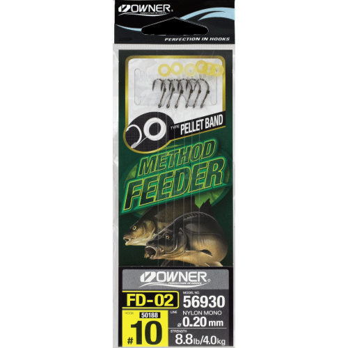 Вързани куки с пръстен за пелета Owner Method Feeder